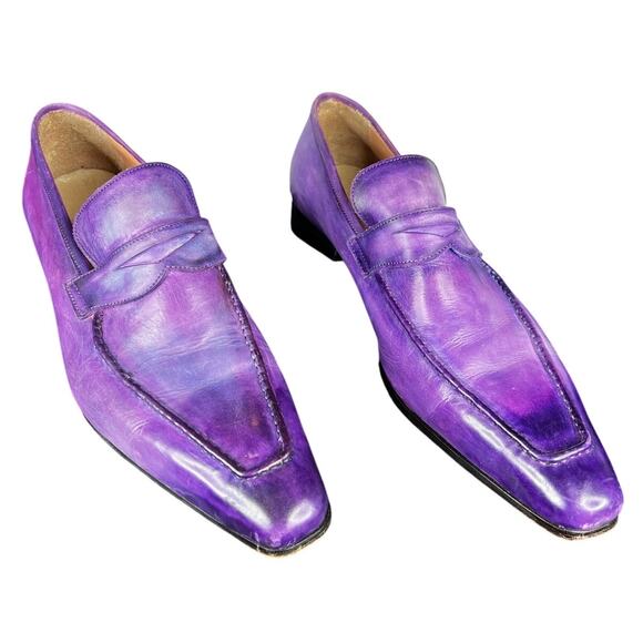 King Latif Men’s Handmade Purple Patina Leather Slip On Dress Shoe Size US 11 main image 10